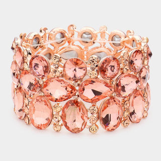 Multi Stone Cluster Evening Stretch Bracelet - Born To Glam