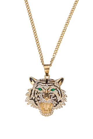 Gold Tiger Head Statement Necklace