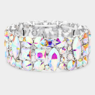 Geometric Cluster Iridescent Stretch Bracelet - Born To Glam