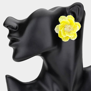 Faceted Bud Resin Petal Flower Earrings - Born To Glam