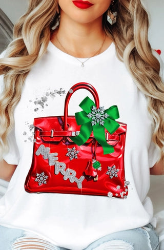 White Merry Christmas Bag Graphic Tee