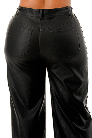 Studded Black Wide-Leg Pants - Born To Glam