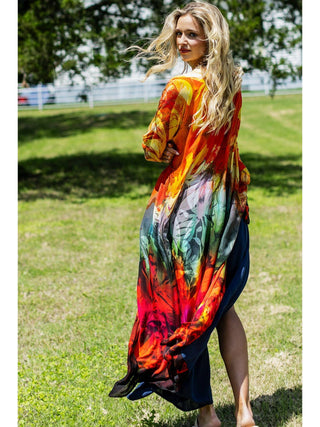 Tango Floral One Sized Kimono Duster product view 2 on a white background