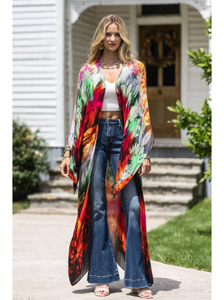 Tango floral gradient one sized kimono duster on a white background