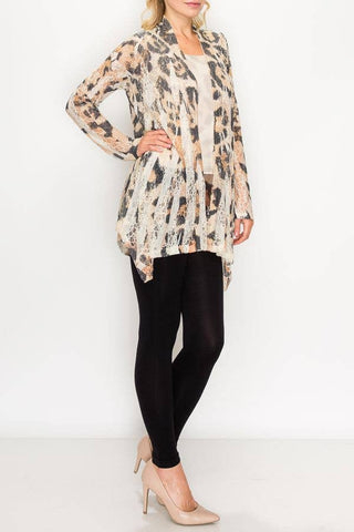 Long Sleeve Leopard Lace Cardigan - Born To Glam