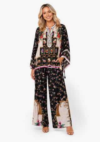 Black Floral Print Blouse