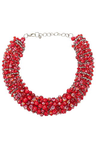 Harper Ruby Red Collar Statement Necklace - Born To Glam
