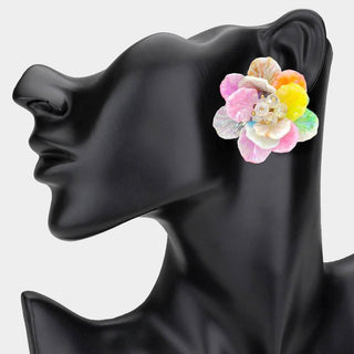 Faceted Bud Resin Petal Flower Earrings - Born To Glam