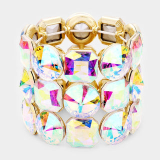 Crystal Rhinestone Statement Stretch Bracelet - Born To Glam