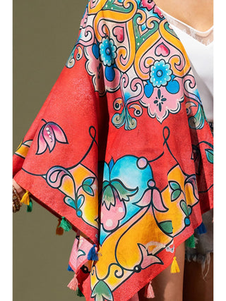 Picola Santa Cruz Tassel One Sized Kimono product view 3 on a white background