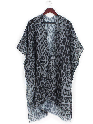 Black Leopard Kimono Animal Print Duster Festival Outfit