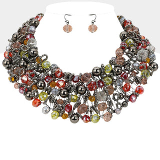 Wire Beaded Collar Necklace - Born To Glam
