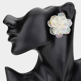 Faceted Bud Resin Petal Flower Earrings - Born To Glam