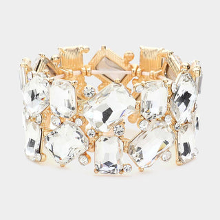 Rectangle Cluster Stretch Bracelet - Born To Glam