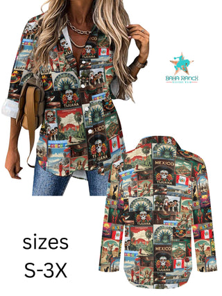 Destination Mexico Print Button-Up Top — Faire photo 2