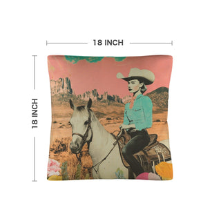 Retro Cowgirl Western Ride Throw Pillow Case - Born To Glam