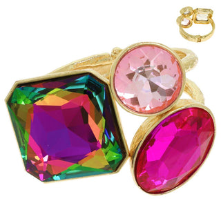 Crystal Hammered Metal Hinge Cuff Bracelet - Born To Glam