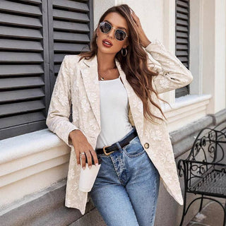 Jacquard Single Button Blazer KHAKI