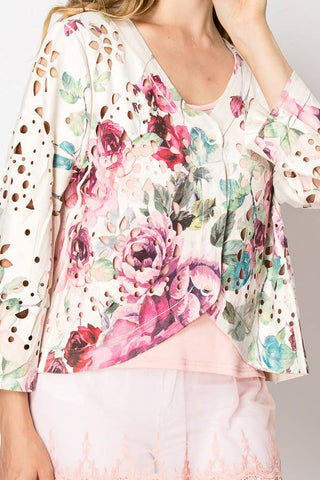 Rose Faux Suede Laser-Cut Short Jacket - Born To Glam