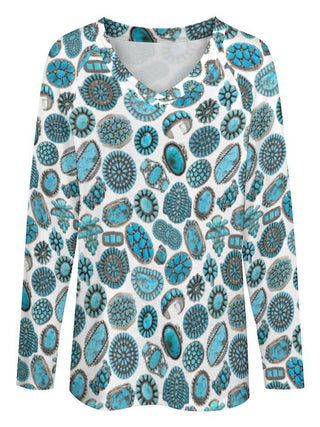 Turquoise Statement Print Long Sleeve Top — Faire photo 2
