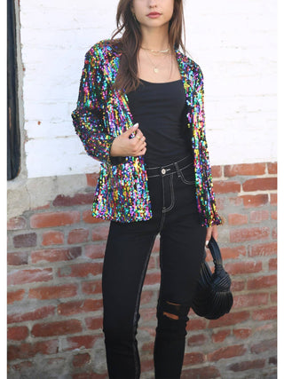 Multicolor Sequin Open-Front Jacket alternate