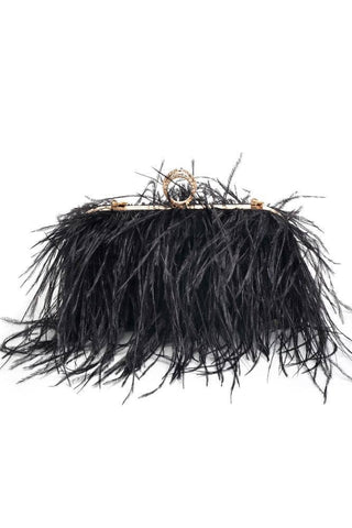 Harlow Feather Evening Bag Black - Born To Glam
