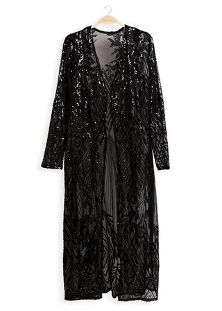 Black Sequin One Size Duster Kimono