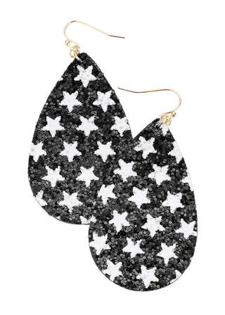 Black Glitter Star Earrings