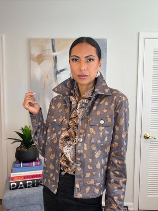 Leopard Print Button Front Jacket - Born To Glam