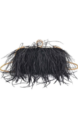 Harlow Feather Evening Bag Black - Born To Glam