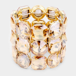 Crystal Rhinestone Statement Stretch Bracelet - Born To Glam