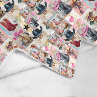 Baha Ranch Danilo Painted Cowgirl Collage Throw Blanket 60" x 80 Made in America - Born To Glam