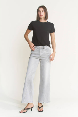 Mica Denim Gray High Rise Wide Leg - Born To Glam