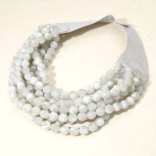Chunky Bead Layered Faux Leather Magnetic Necklace - Born To Glam