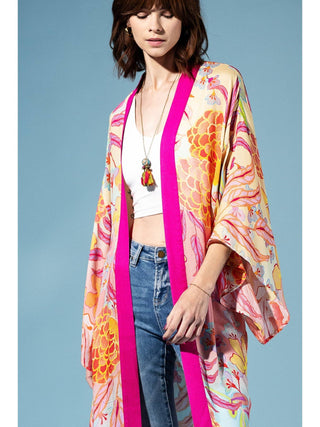 Aurora Petals Blossom One Sized Kimono product view 3 on a white background