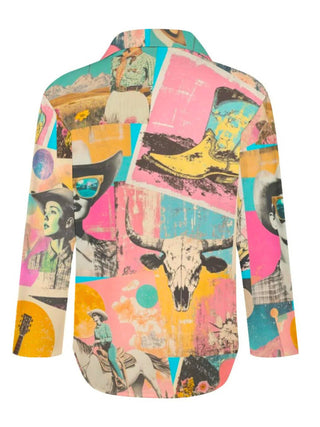 Retro Cowgirl Collage Button-Up Top — Faire photo 5