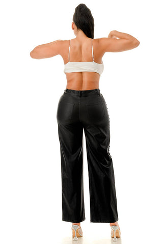 Studded Black Wide-Leg Pants - Born To Glam