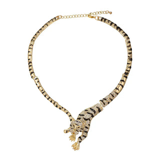 Gold Crystal Leopard Statement Necklace