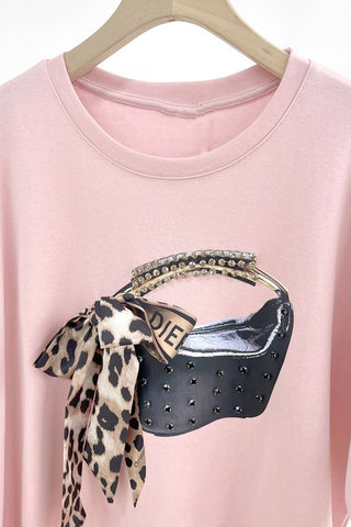 Pink 3D Bow Tie Purse Tee - Born To Glam