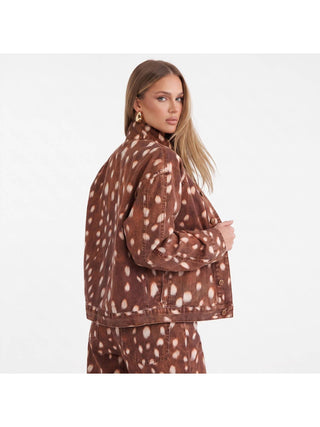 Brown Spotted Denim High-Neck Jacket alternate