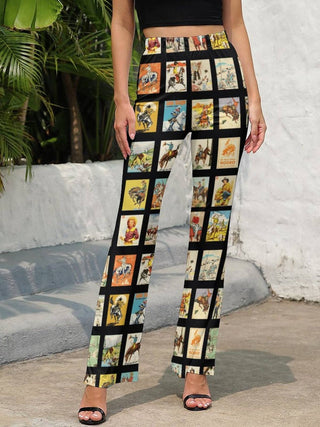 Vintage Cowboy Collage Flare Pants — Faire photo 3