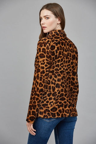 Leopard Print Double Breasted Blazer