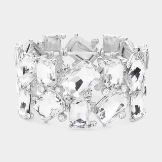 Rectangle Cluster Stretch Bracelet - Born To Glam