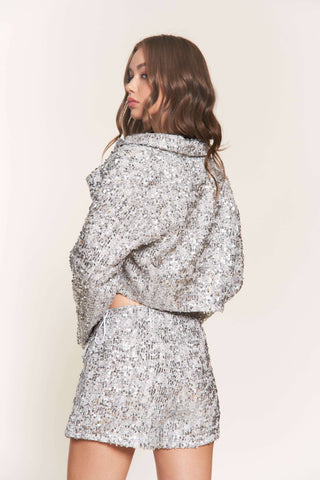 Silver Sequin Crop Jacket - Born To Glam