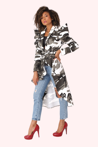 Camo Print Longline Jacket