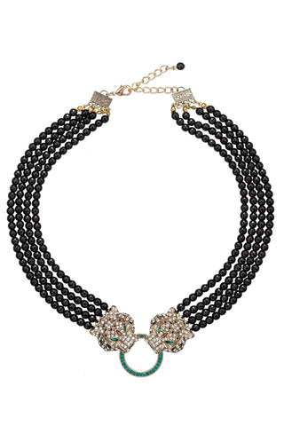 Double Leopard Brooch Statement Necklace - Born To Glam