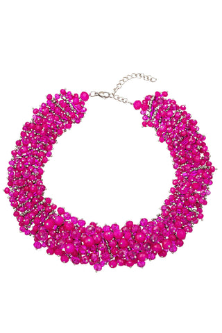 Harper Hot Pink Collar Statement Necklace - Born To Glam