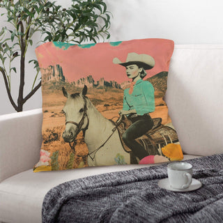 Retro Cowgirl Western Ride Throw Pillow Case - Born To Glam