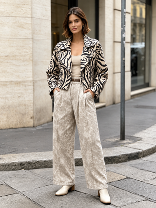 Italian Animal Print Open Front Jacket