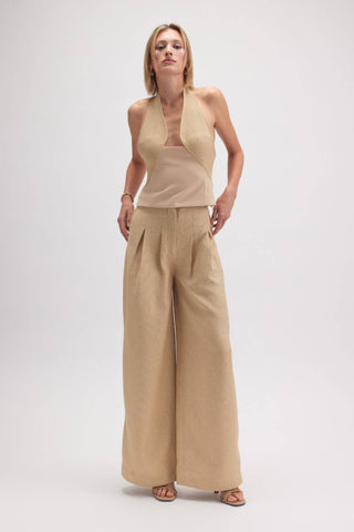 Mixed Media Open Back Halter Top